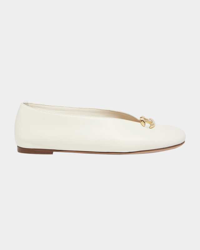 VLogo Medallion Calfskin Ballerina Flats